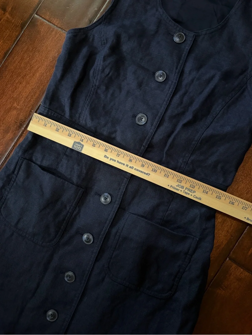 Tory Burch - Linen Sleeveless Button-Front Navy Dress